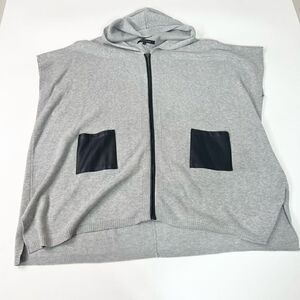 Walter Baker Sweater Womens Med Short Sleeve Hooded Wool Blend Cardigan Oversize